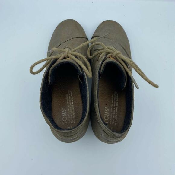 Toms Womens Kala Ankle Boots Booties Taupe Brown Wedge Heels Round Toe Lace Up 7 - Picture 6 of 9